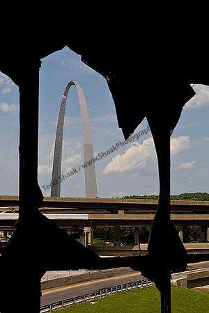 St. Louis Arch through a window